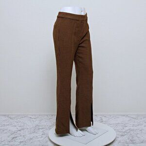 NWT Current Air by Anthropologie Herringbone High Rise Wide Leg Slit Front Pants